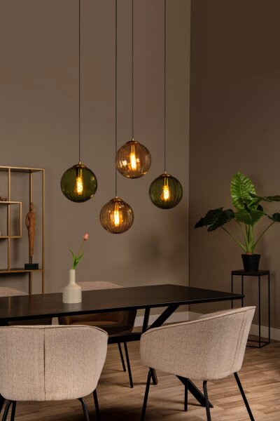 Hängelampe Glas Grün Bernstein L:95 cm E27 4-flammig