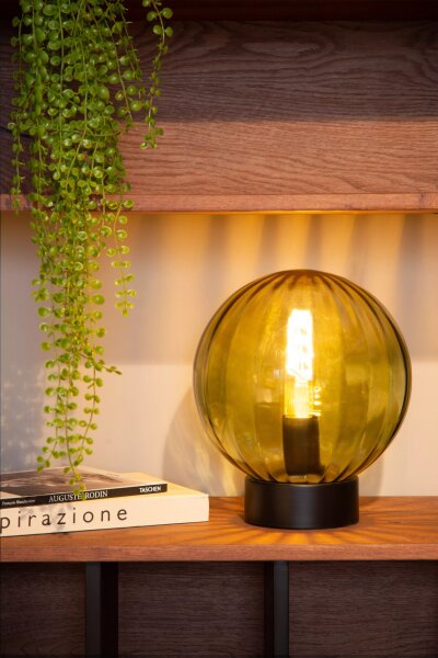 Runde Tischlampe Glaskugel Grün E27 29 cm blendarm