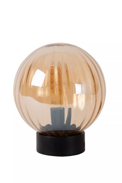 Runde Tischlampe Glaskugel Bernstein E27 29 cm blendarm