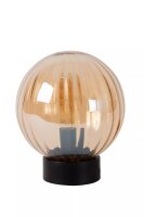 Runde Tischlampe Glaskugel Bernstein E27 29 cm blendarm