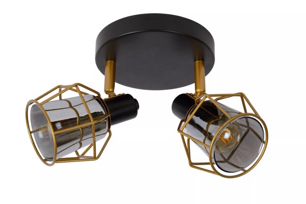 Deckenstrahler Rauchglas Bronze Schwarz E14 2-flammig