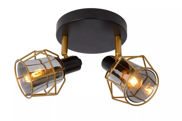 Deckenstrahler Rauchglas Bronze Schwarz E14 2-flammig