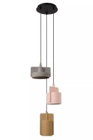 Hängeleuchte Beton Grau Pink Gelb L:25 cm E27 3-flammig