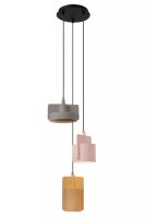 Hängeleuchte Beton Grau Pink Gelb L:25 cm E27 3-flammig