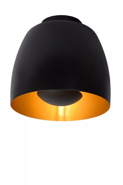Deckenleuchte Metall Schwarz Gold Loft E27 Ø24 cm rund