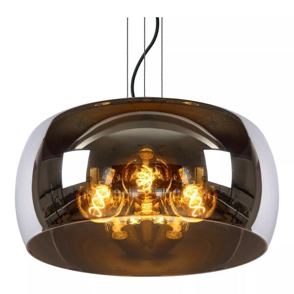 Hängelampe Rauchglas Metall Schwarz Ø50 cm rund E27