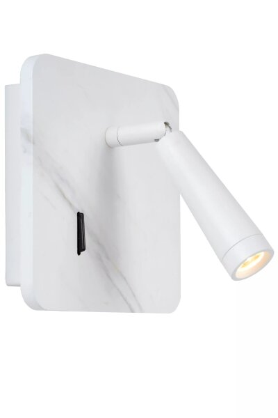 LED Wandspot Holz in Marmor USB H:15 cm 3000 K flexibel