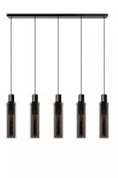 Lange H&auml;ngelampe Glas Metall Rauchgrau Schwarz 112 cm