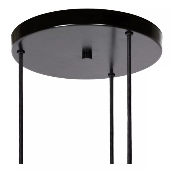 Hängelampe Rauchglas Metall Schwarz L:32 cm E27 3-flmg
