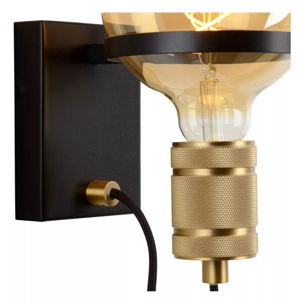 Wandlampe Metall Schwarz Gold H:21,8 cm E27 Vintage