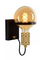Wandlampe Metall Schwarz Gold H:21,8 cm E27 Vintage