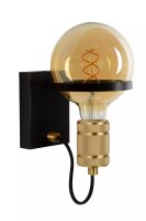 Wandlampe Metall Schwarz Gold H:21,8 cm E27 Vintage