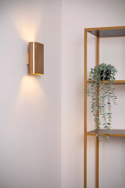 Wandleuchte Up Down Metall in Gold H:20 cm E14 2-flmg