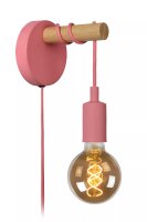 Wandleuchte Kinder Metall Pink Natur H:22 cm E27 Kabel