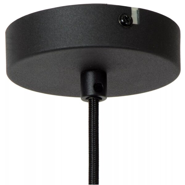 Hängelampe Filz Metall Grau Schwarz E27 Ø20 cm rund