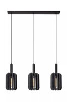 Hängelampe Filz Metall Grau Schwarz E27 98 cm 3-flammig