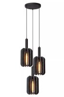 H&auml;ngelampe Filz Metall Grau Schwarz E27 B:50 cm 3-flmg