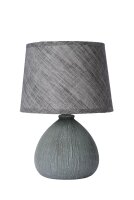 Nachttischleuchte Keramik Stoff Grau E14 26 cm blendarm