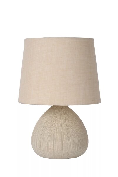 Tischlampe Keramik Stoff Beige E14 26 cm klein blendarm