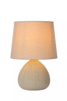 Tischlampe Keramik Stoff Beige E14 26 cm klein blendarm