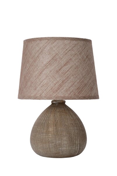 Tischlampe Keramik Stoff Braun E14 26 cm klein blendarm