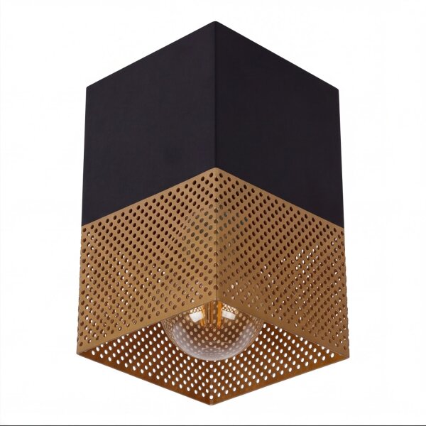 Deckenlampe Industrial Schwarz Gold E27 L:10 cm Metall