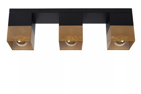 Deckenlampe Metall Gold Schwarz L:54 cm E27 3-flammig