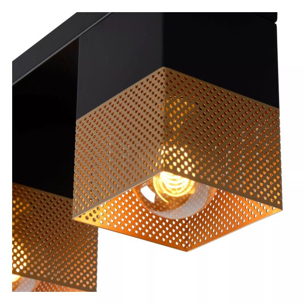 Deckenlampe Metall Gold Schwarz L:54 cm E27 3-flammig