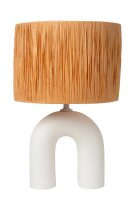 Dekorative Tischleuchte Porzellan Rattan Weiß E27...