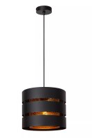 Runde Pendelleuchte Schwarz Gold Metall E27 &Oslash;26 cm...