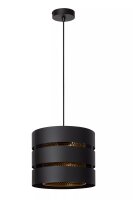 Runde Pendelleuchte Schwarz Gold Metall E27 Ø26 cm...