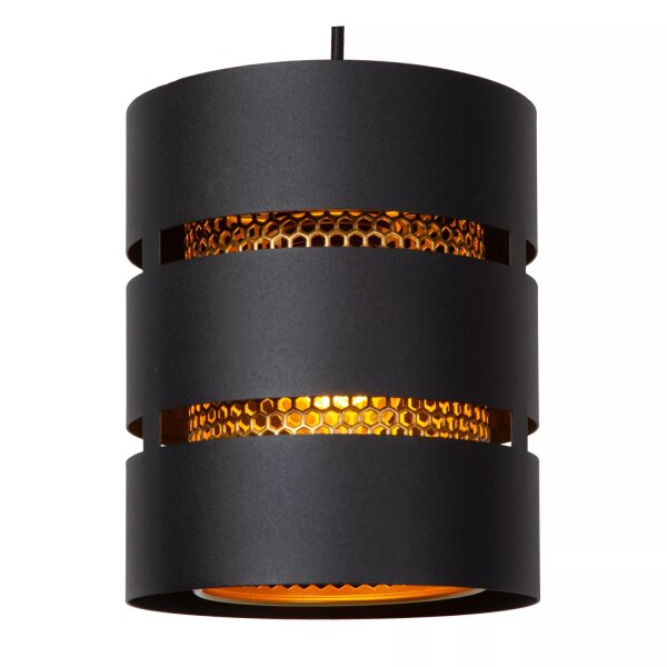 Pendelleuchte Schwarz Gold Metall E27 L:43 cm 3-flammig