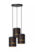 Pendelleuchte Schwarz Gold Metall E27 L:43 cm 3-flammig