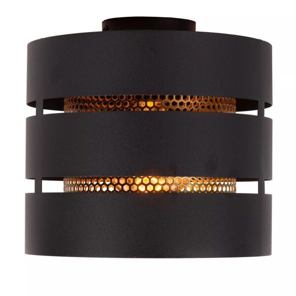 Elegante Deckenleuchte Schwarz Gold Metall E27 Ø26 cm