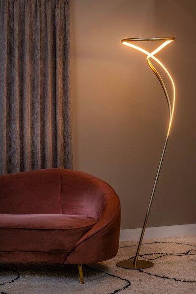 Geschwungene LED Stehleuchte Gold 180 cm 2700 K Modern