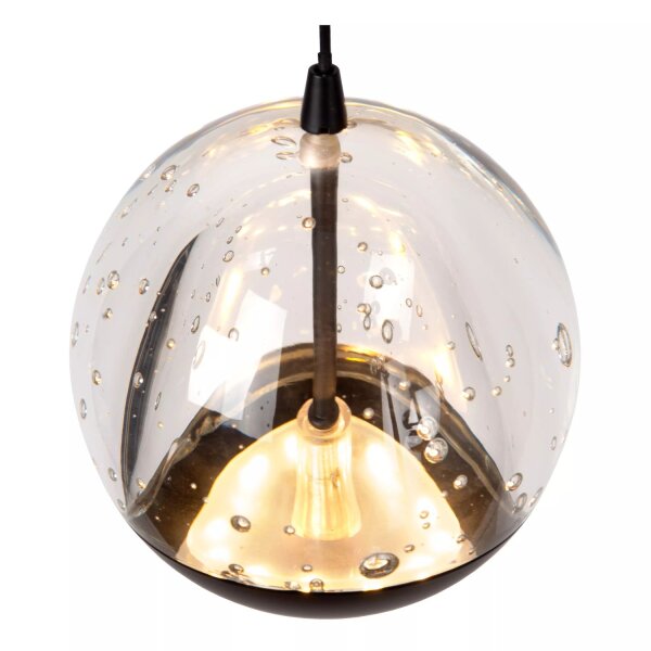 LED Pendelleuchte Glas Metall Schwarz 2700 K Ø14 cm