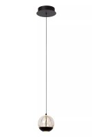 LED Pendelleuchte Glas Metall Schwarz 2700 K Ø14 cm
