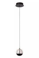 LED Pendelleuchte Glas Metall Schwarz 2700 K Ø14 cm
