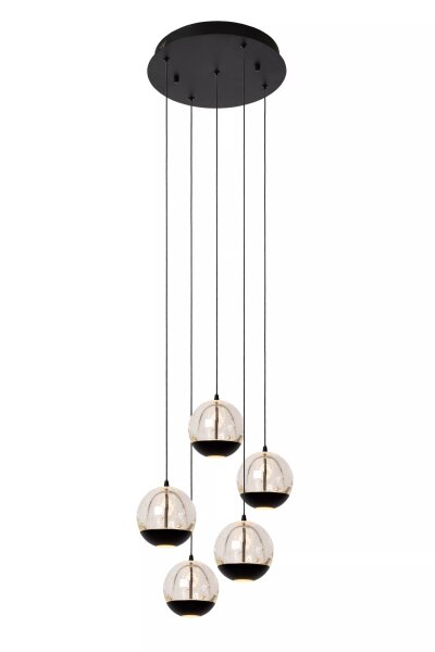 LED Pendelleuchte Glas Metall Schwarz 2700 K 5-flammig
