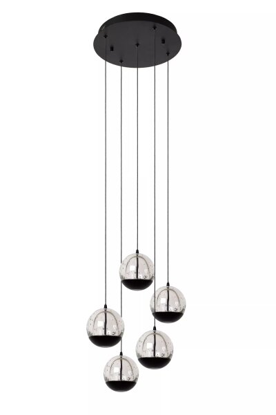 LED Pendelleuchte Glas Metall Schwarz 2700 K 5-flammig