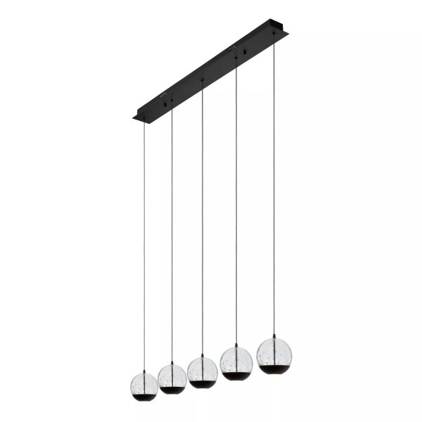 LED Pendelleuchte Glas Metall Schwarz 2700 K 95 cm lang