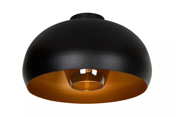 Deckenlampe Industrie Rauchglas Metall Schwarz Ø38 cm