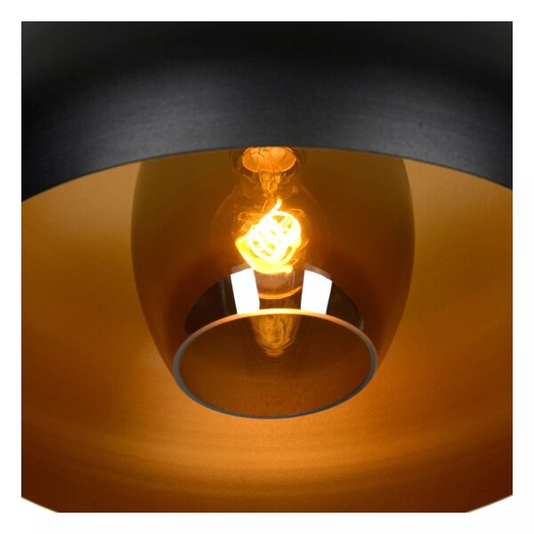 Deckenlampe Industrie Rauchglas Metall Schwarz Ø38 cm