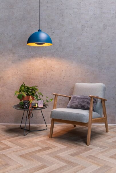 Pendelleuchte Metall Blau Gold E27 Ø40 cm Industrial
