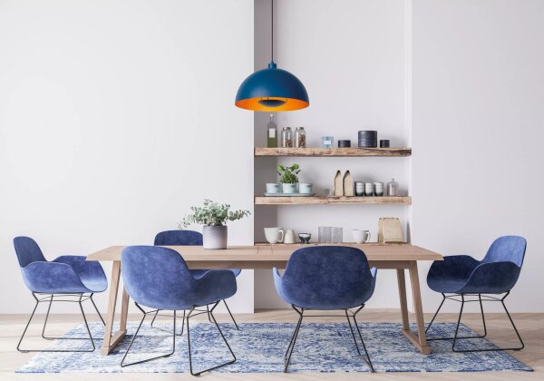 Pendelleuchte Metall Blau Gold E27 Ø40 cm Industrial