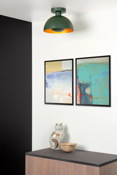 Deckenleuchte Industrial Metall Grün Ø25 cm rund E27