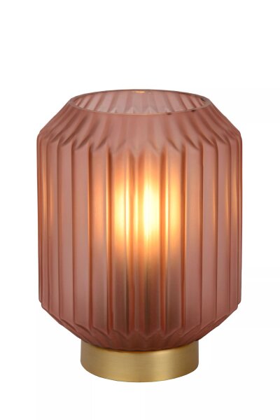 Gemütliche Tischleuchte Glasschirm Pink Gold E14 17 cm