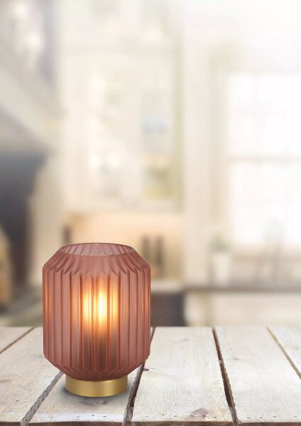 Gemütliche Tischleuchte Glasschirm Pink Gold E14 17 cm