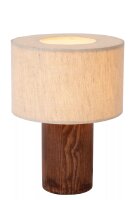 Natürliche Tischlampe Holz Stoff E14 20,5 cm...