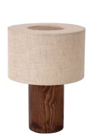 Natürliche Tischlampe Holz Stoff E14 20,5 cm...